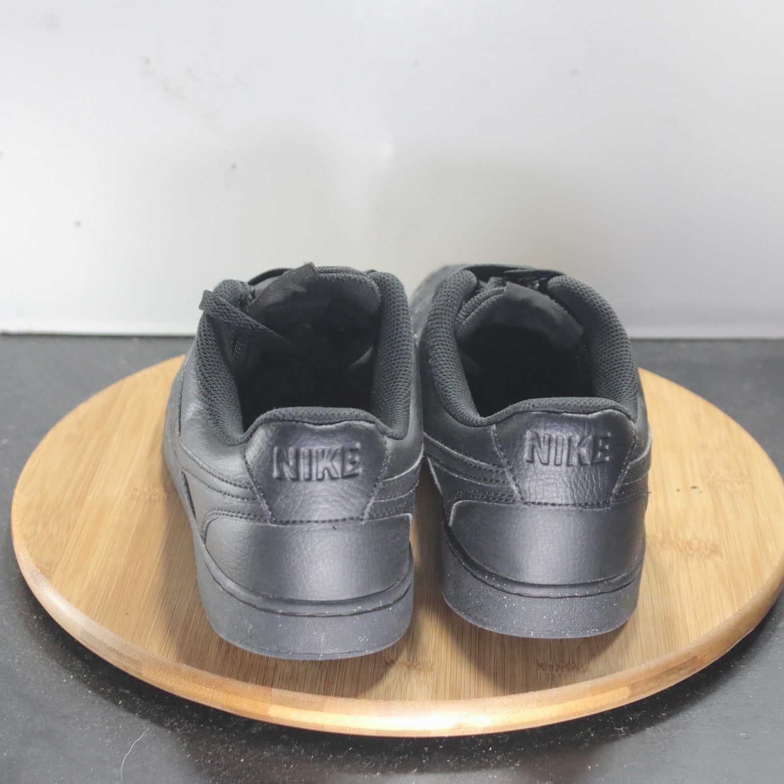 Nike Court Vision Low Sz 9.5 Mens 008773 Triple Black Leather Casual Sneakers