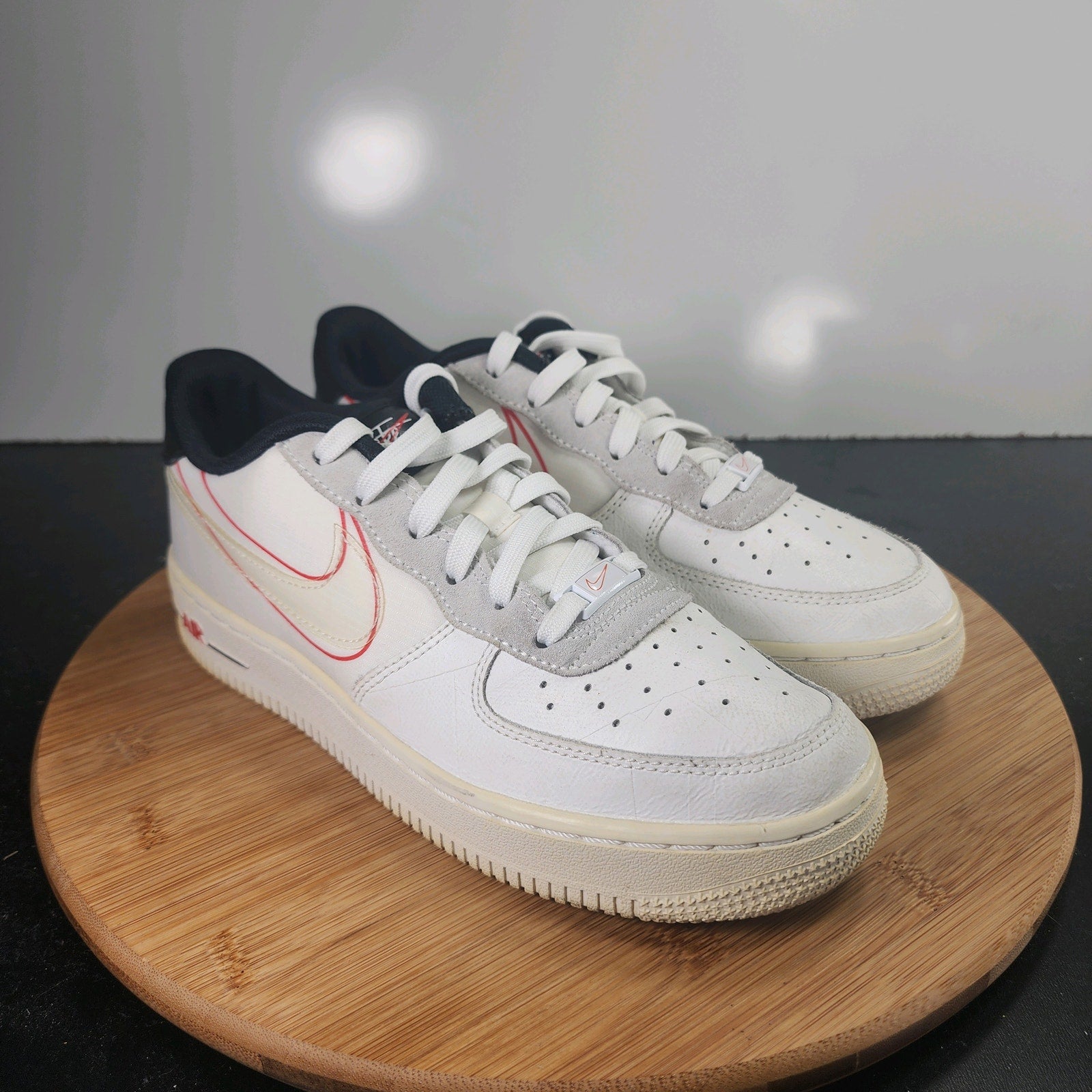 Sz 5.5Youth Fit 7Womens Nike Af1 Air Force1 010243 White Leather Casual Sneakers