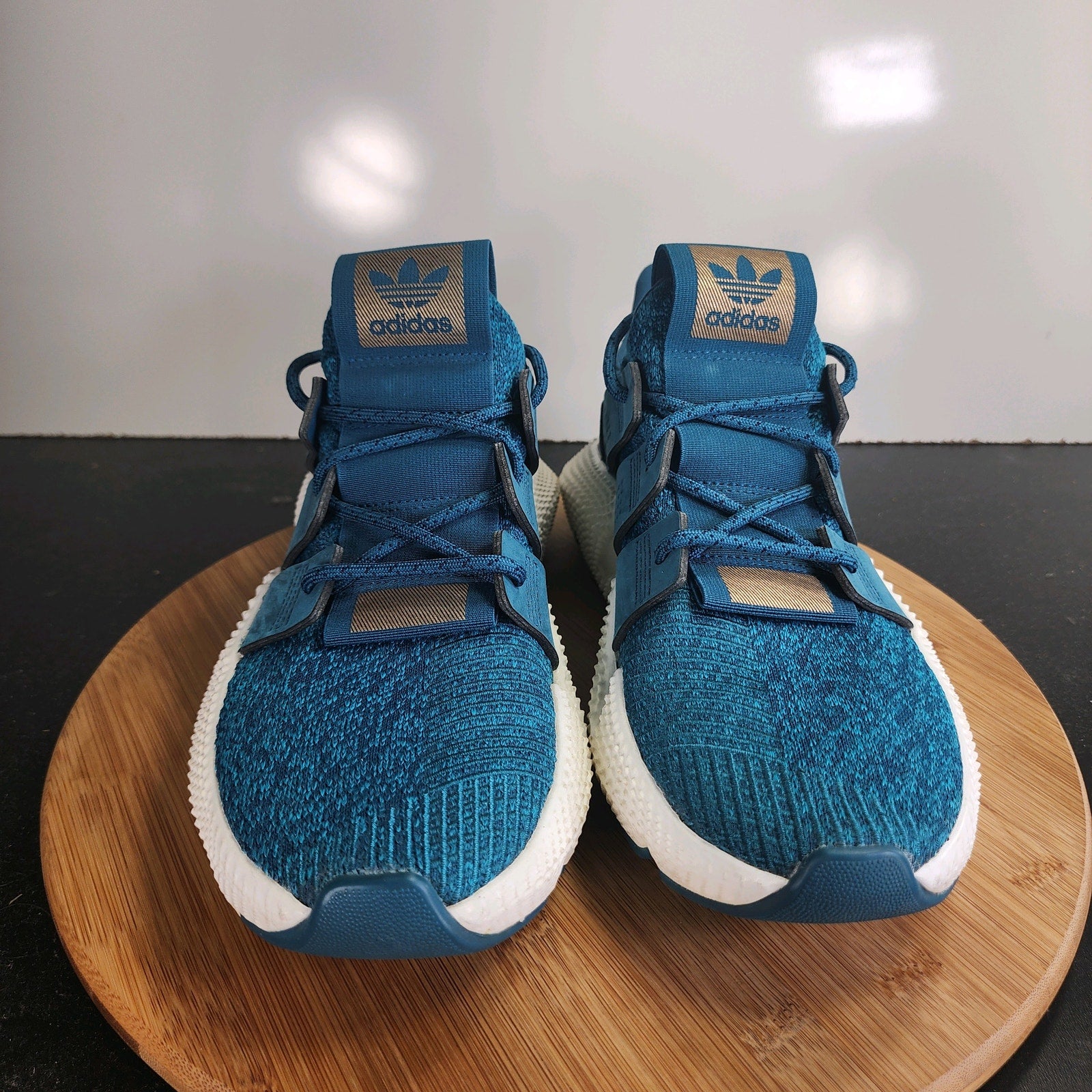 Womens adidas Prophere Low Sz 9 010089 Teal Blue Knit Running Training Sneakers