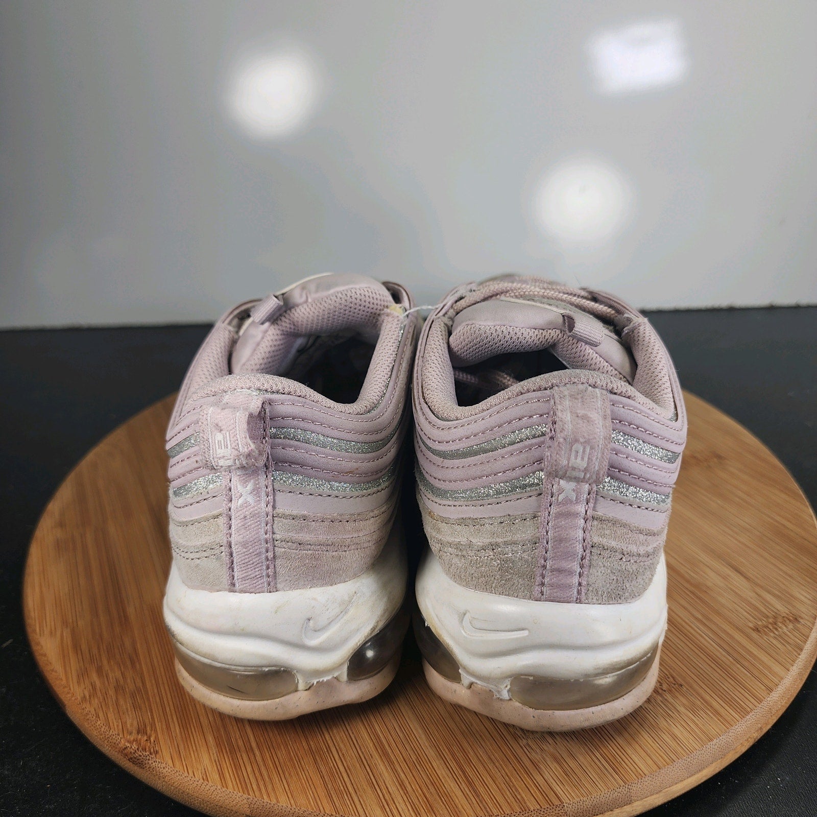 Womens Nike Air Max 97 Sz 9.5 010123 Pink Silver Leather Running Casual Sneakers