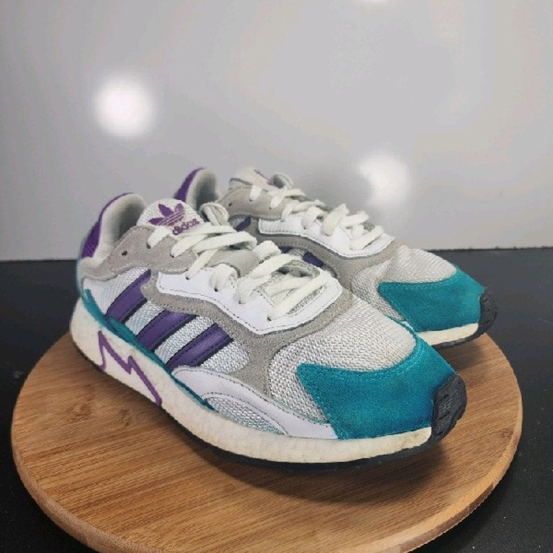 adidas Tresc Run Low Sz 10 Mens 008999 White Purple Aqua Blue Running Sneakers