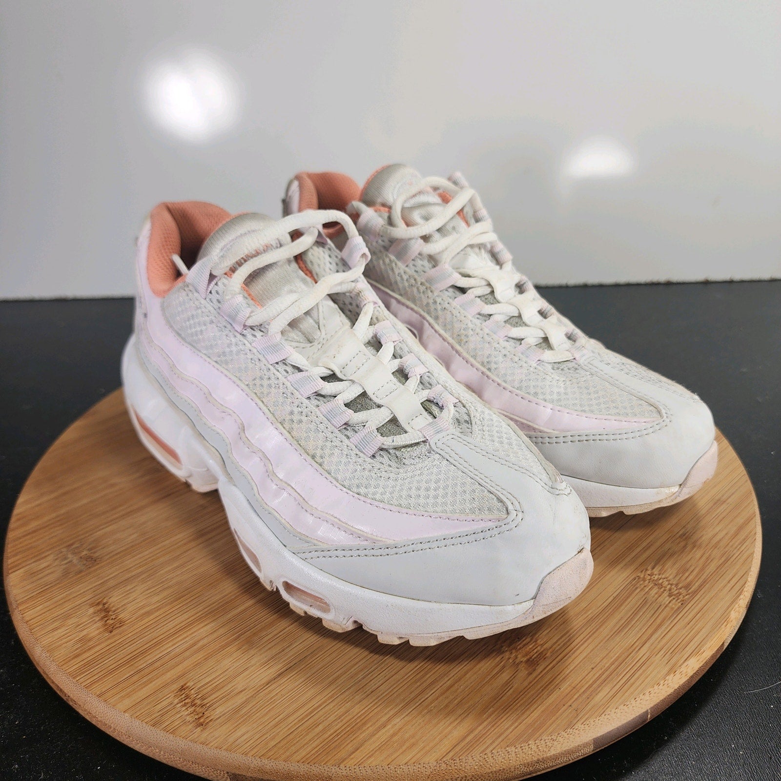 Sz 5.5Youth Fit 6.5Womens Nike Air Max 95 Low 009795 White Mesh Running Sneakers